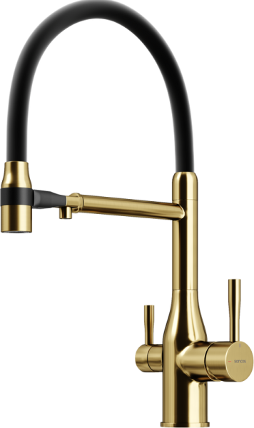Смеситель для кухни Sancos Garda SC4009BG с гибким изливом, брашированное золото