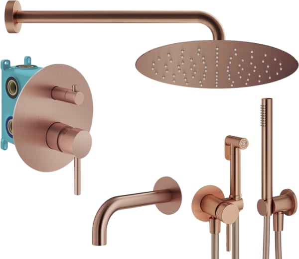 Комплект для ванной Plumberia Selection Ixo KITZXO19RS60 С ВНУТРЕННЕЙ ЧАСТЬЮ, медь брашированная