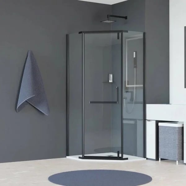 Душевой уголок RGW Hotel HO-081-B 100х100х195 см, профиль черный, стекло прозрачное