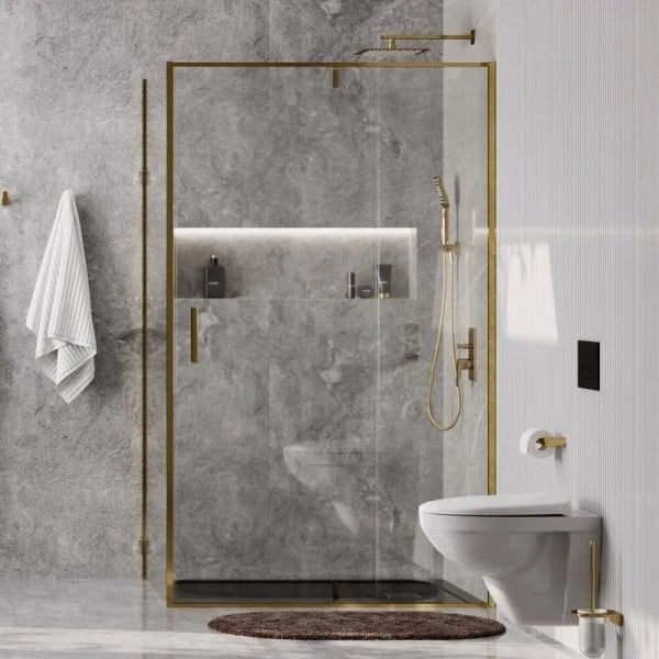 Душевой уголок Wasserkraft Aisch 55P06 120x80, профиль золотой матовый
