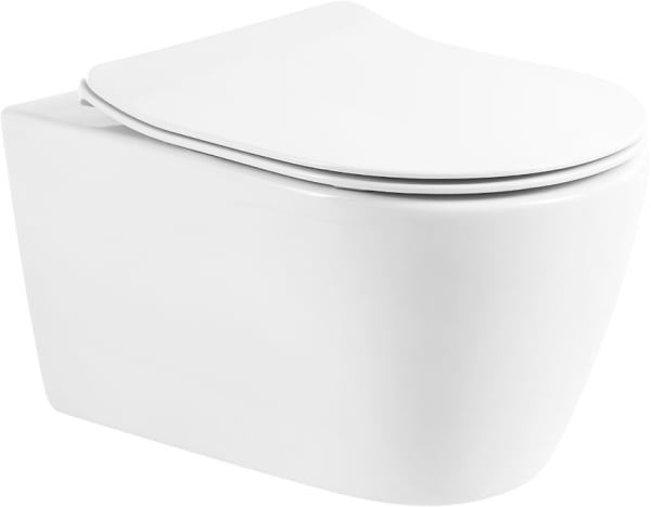 Унитаз подвесной BelBagno Marino BB105CHR BB2034SC с микролифтом, безободковый, глянцевый белый