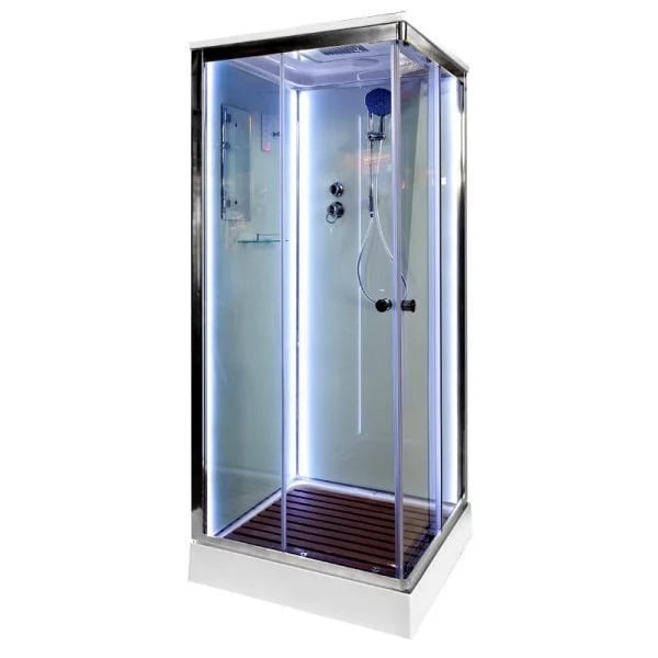 Душевая кабина DTO K409S 90х90, LED, профиль хром, стекло прозрачное