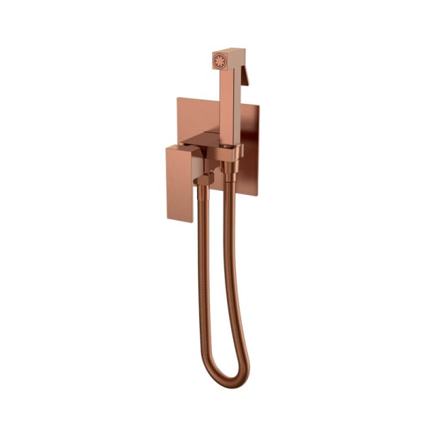 Гигиенический душ Boheme Qubic 477-CB со смесителем, С ВНУТРЕННЕЙ ЧАСТЬЮ, copper brushed