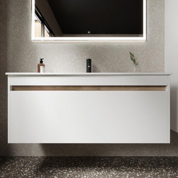 Тумба с раковиной Sancos Smart 120 см белый глянец