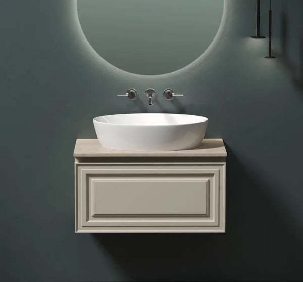 Тумба с раковиной Sancos Very 80 см, beige soft, столешница бежевая, раковина CN5018