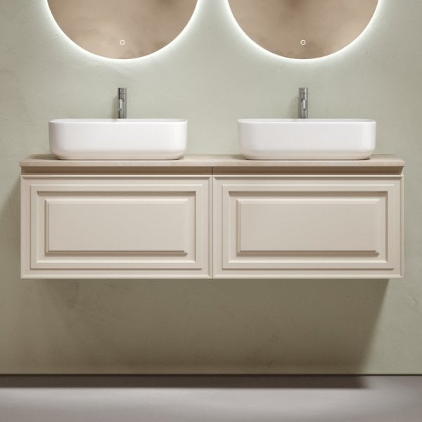 Тумба с раковиной Sancos Very 160 beige soft, столешница бежевая TT160A2X, раковина CN5043