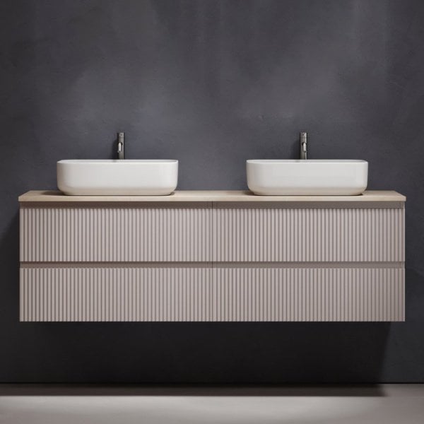 Тумба с раковиной Sancos Snob R 160 doha soft, столешница бежевая TT160A2X, раковина CN5043