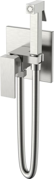 Гигиенический душ Boheme Qubic 477-NB со смесителем, С ВНУТРЕННЕЙ ЧАСТЬЮ, brushed nickel