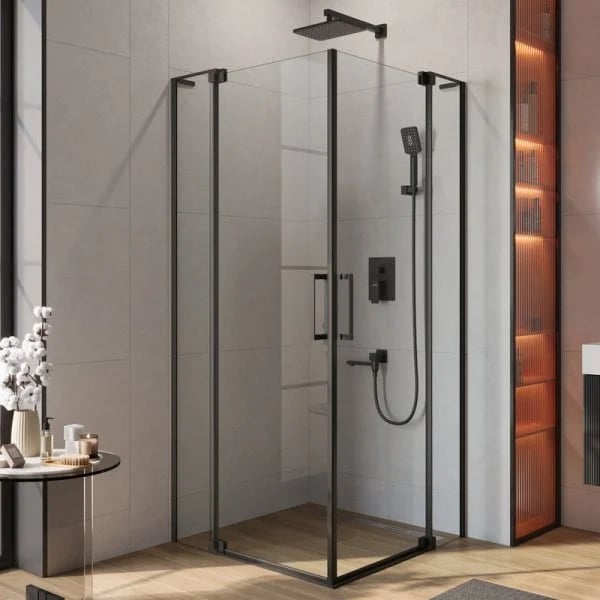 Душевой уголок Cezares Slider AH 2 90/100-100/110 C Nero профиль черный, стекло прозрачное
