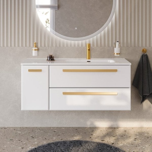 Тумба под раковину без столешницы Cezares Eco Cer-N 120 R 2 ящика, 1 дверца, bianco lucido, ручки са