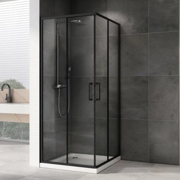 Душевой уголок Abber Schwarzer Diamant AG02090B5 90x90, профиль черный, стекло прозрачное