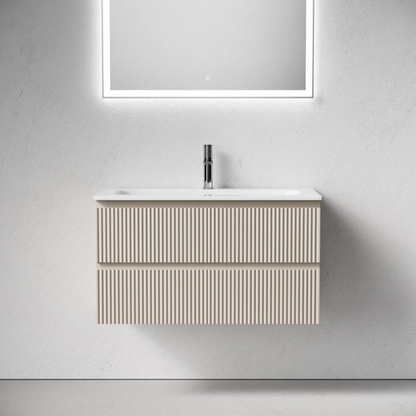 Тумба с раковиной Sancos Snob R 90 подвесная, beige soft, раковина СN7019