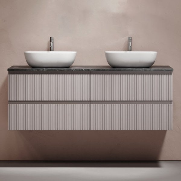 Тумба с раковиной Sancos Snob T 140 doha soft, столешница черный мрамор TT140A1X, раковина CN6009