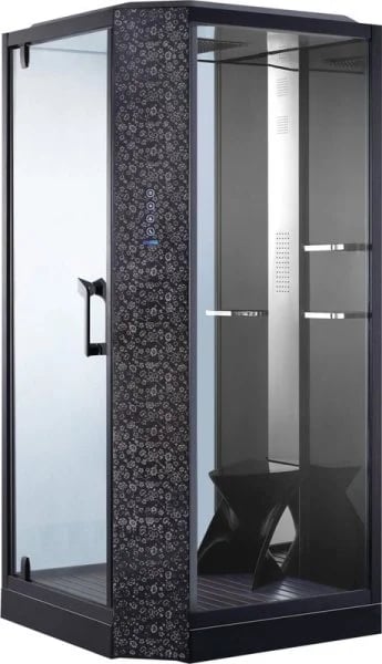 Душевая кабина Orans SR-89101LS, черная, с хамамом и сиденьем