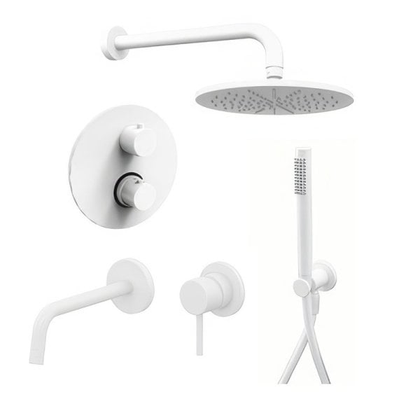 Комплект для ванной Paffoni Light KITLIQ018BO006 С ВНУТРЕННЕЙ ЧАСТЬЮ, белый матовый