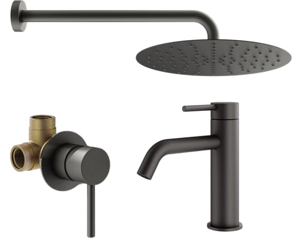 Комплект для ванной Plumberia Selection Ixo KITXO01GR53 С ВНУТРЕННЕЙ ЧАСТЬЮ, графит матовый