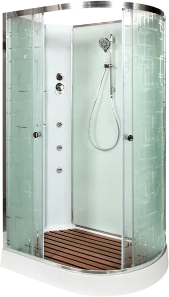 Душевая кабина DTO EM1512LN 120х80, с гидромассажем, профиль хром, стекло матовое с узором