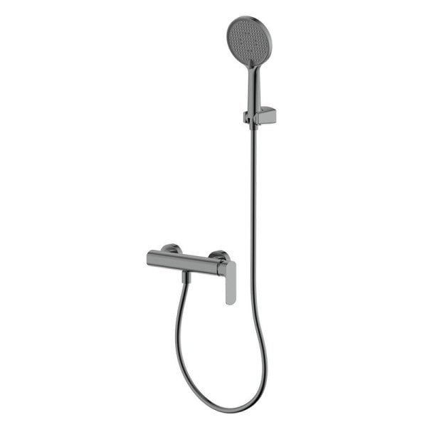 Смеситель для душа с душевым гарнитуром, метал Gun metal, AQUAme Monza AQM6313GM