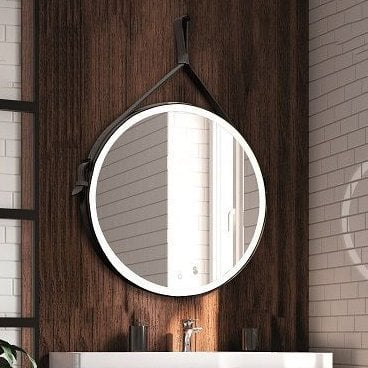 Зеркало круглое Art&Max Milan 100 черный ремень