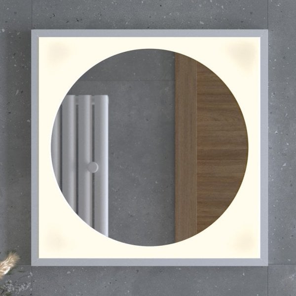 Зеркало Defesto Eclipse DF2236 60х60 белая рама, с LED-подсветкой