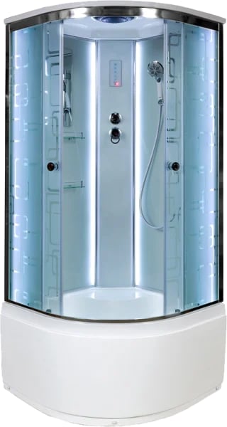 Душевая кабина DTO EM4510 LED (100х100х220), высокий поддон (50 см), профиль хром, стекло матовое с 