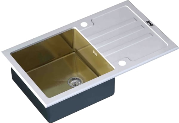 Мойка кухонная Zorg Inox Glass GL-7851-WHITE-BRONZE белое стекло