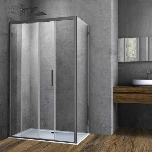 Душевой уголок Vincea Soft VSR-3SO9013CLGM 130х90, профиль вороненая сталь, стекло прозрачное
