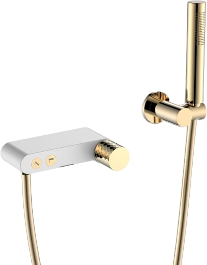 Смеситель для ванны с душем Boheme Stick 123-WG, white diamond gold