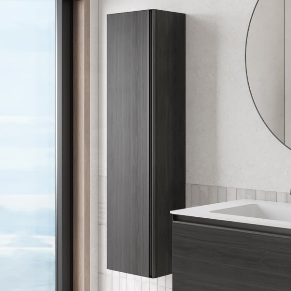 Шкаф-пенал для ванной Armadi Art Quatro oak anthracite, профиль anthracite