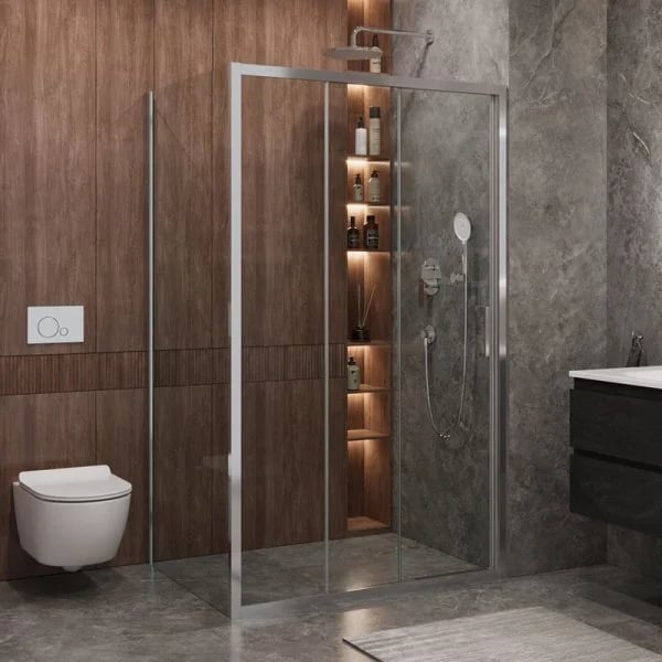 Душевой уголок Cezares Molveno AHF 31 120+80 C CR IV 120х80 см, профиль хром, стекло прозрачное