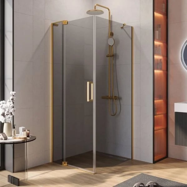 Душевой уголок Cezares Slider AH 1 90-70/80 GRIGIO BORO профиль брашированное золото, стекло серое
