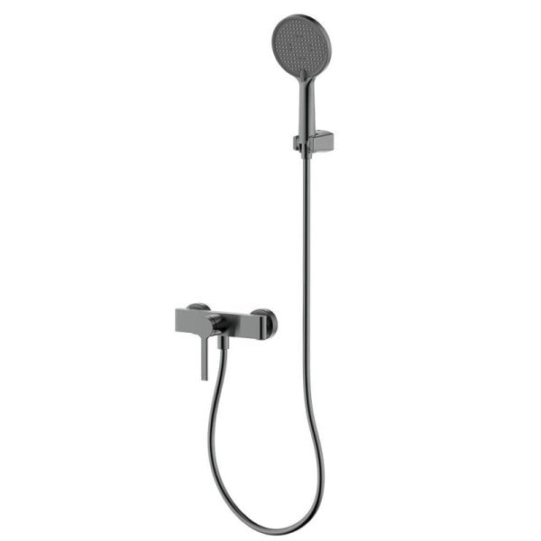 Смеситель для душа с душевым гарнитуром, метал Gun metal, AQUAme Asti AQM6413GM
