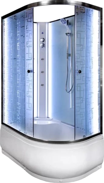 Душевая кабина DTO EM4512LN LED с гидромассажем (120х80х208), высокий поддон (50 см), профиль хром, 