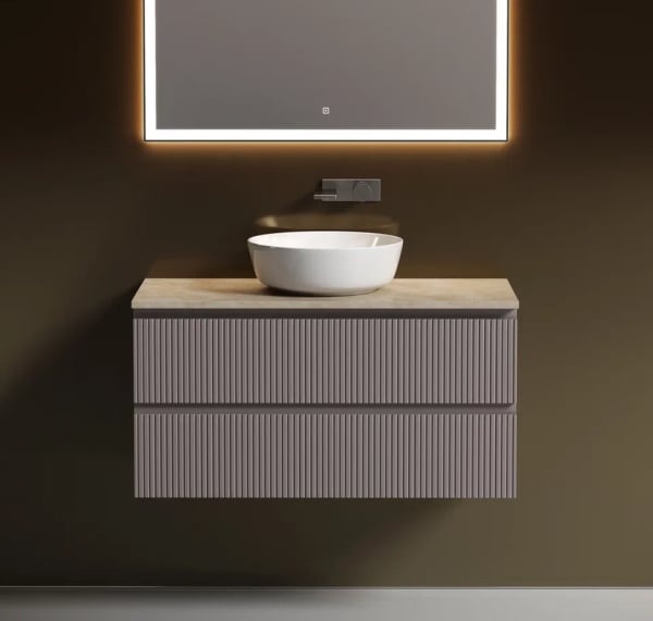 Тумба с раковиной Sancos Snob T 100 см, doha soft, столешница бежевая, раковина CN6013