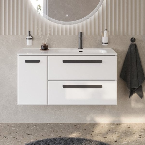 Тумба под раковину без столешницы Cezares Eco Cer-N 100 R 2 ящика, 1 дверца, bianco lucido, ручки ма