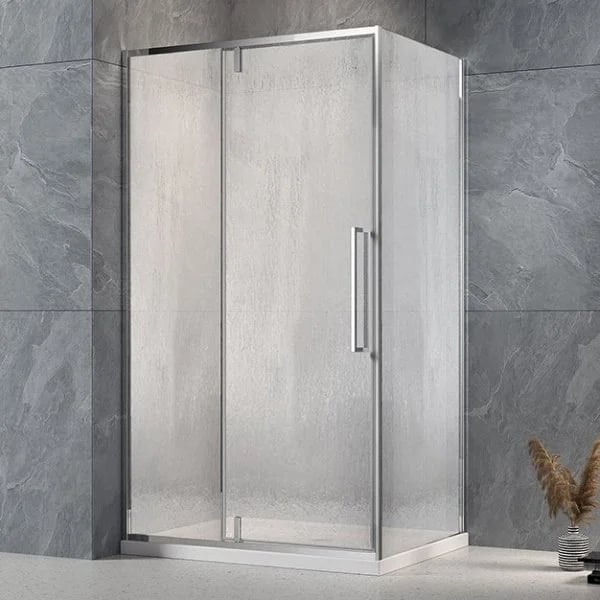 Душевой уголок Veconi Rovigo RV-034R 110х100 см, профиль глянцевый хром, стекло текстурное дождь