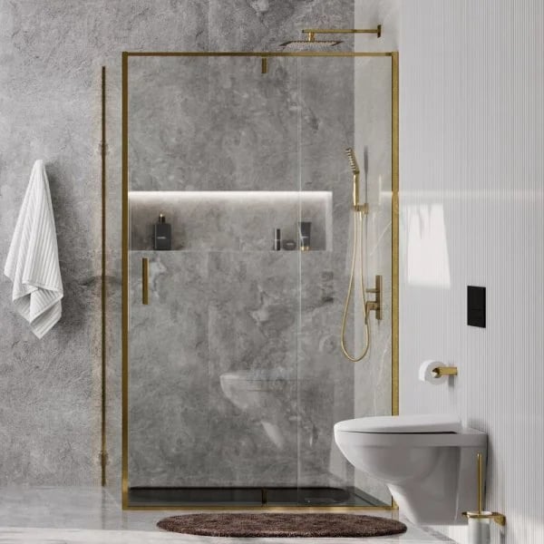 Душевой уголок Wasserkraft Aisch 55P10 120х100, профиль золотой матовый