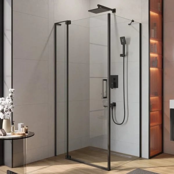 Душевой уголок Cezares Slider AH 1 80-90/100 C Nero профиль черный, стекло прозрачное