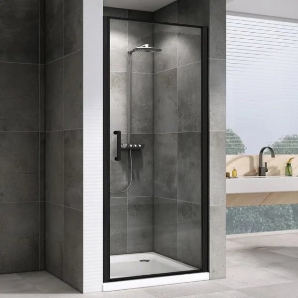 Душевая дверь в нишу Abber Sonnenstrand AG04100B 100 см, профиль черный, стекло прозрачное