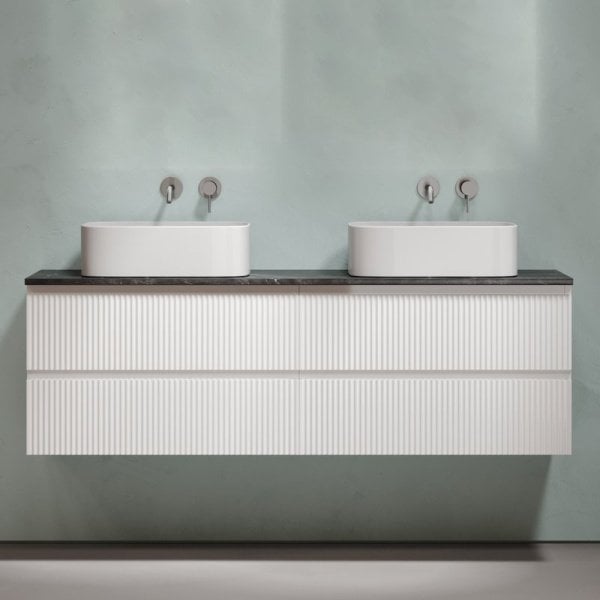 Тумба с раковиной Sancos Snob R 160 bianco, столешница черный мрамор TT160A1, раковина CN6052