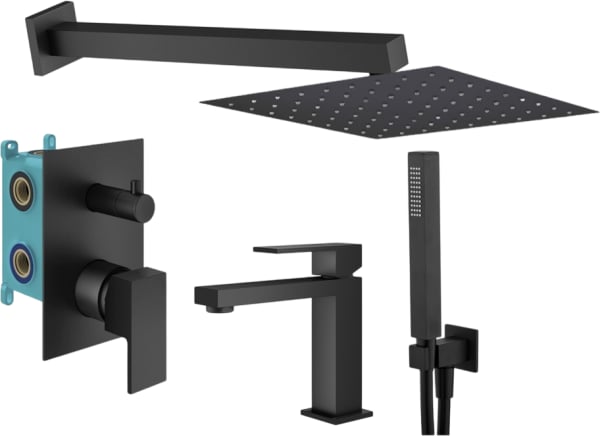 Комплект для ванной Plumberia Selection Tag KITTG18NO53 С ВНУТРЕННЕЙ ЧАСТЬЮ, черный матовый