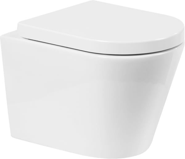 Унитаз подвесной BelBagno Flay-r BB053CHR BB105SC с микролифтом, безободковый, глянцевый белый