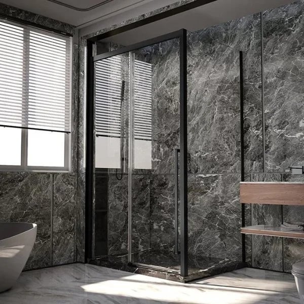 Душевой уголок Veconi Premium Trento PTC-SP-30B 130x100, профиль черный матовый, стекло прозрачное