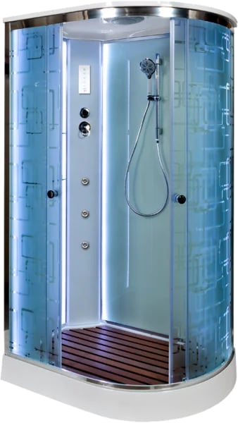 Душевая кабина DTO EM1512L 120х80, LED с гидромассажем, профиль хром, стекло матовое с узором