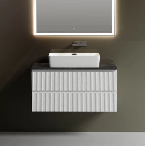 Тумба с раковиной Sancos Snob T 100 см, bianco, столешница черный мрамор, раковина CN5025