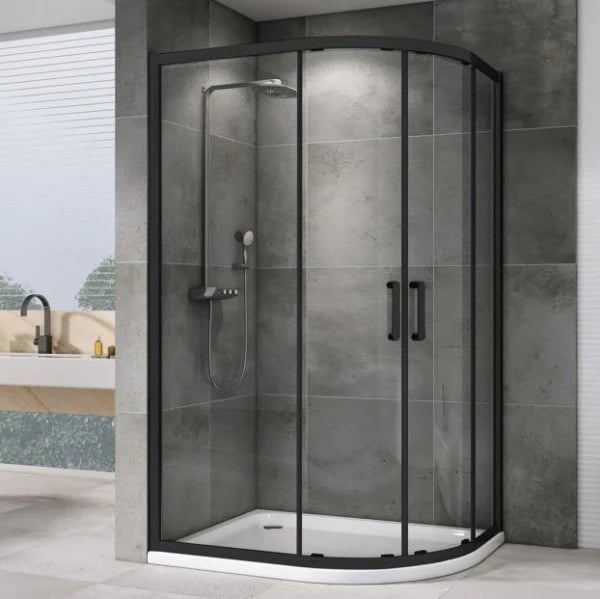 Душевой уголок Abber Schwarzer Diamant AG01119B 110x90, профиль черный, стекло прозрачное