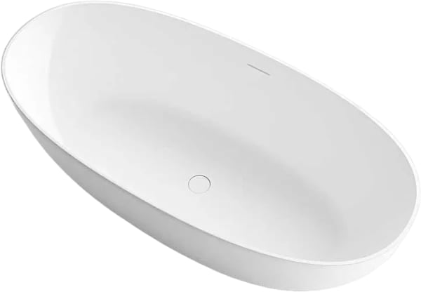 Ванна из искусственного камня Vincea VBT-6S01MW 170x75 см, отдельностоящая, матовая белая, овальная,