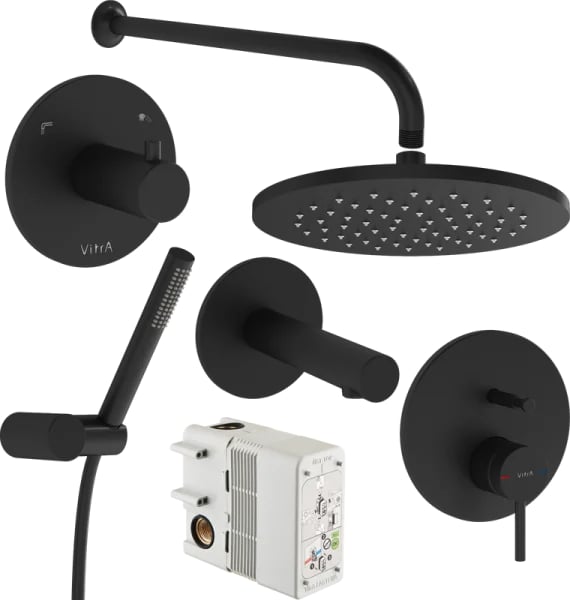 Душевой комплект VitrA Origin A49284EXP, С ВНУТРЕННЕЙ ЧАСТЬЮ, черный матовый
