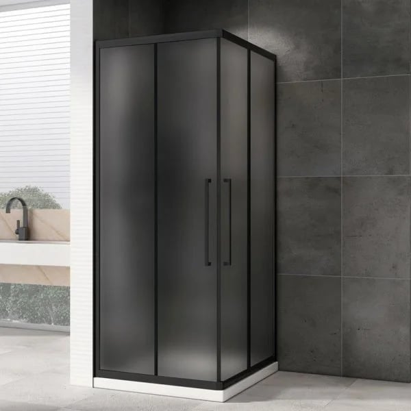 Душевой уголок Abber Schwarzer Diamant AG02080BMH 80x80, профиль черный матовый, стекло матовое