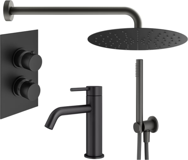 Комплект для ванной Plumberia Selection Ixo KITXOT18QNO53 С ВНУТРЕННЕЙ ЧАСТЬЮ, черный матовый